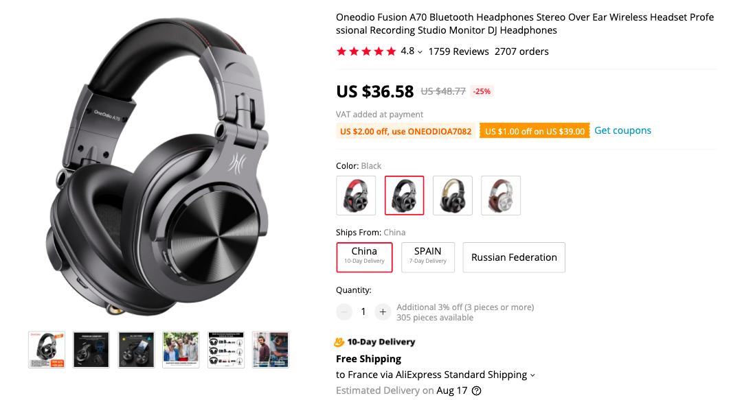 OneOdio Fusion A70 Wireless Headphone