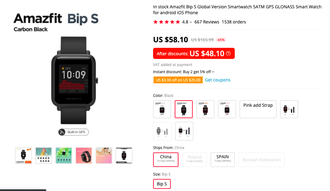 Amazfit BIP S smartwatch