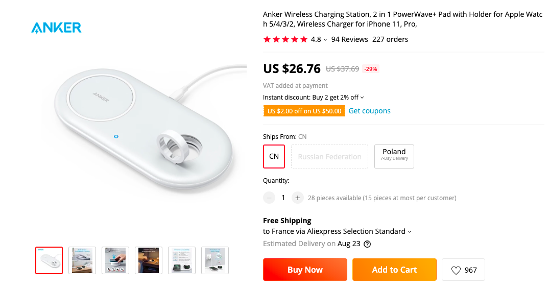 Anker 2 in 1 Wireless Charging Station