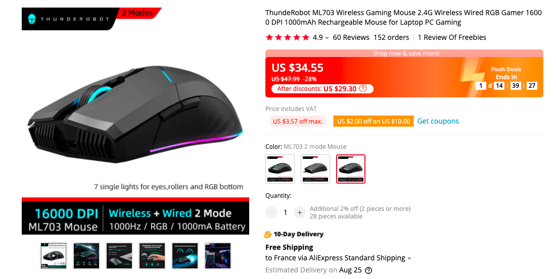 Deal: Buy ThundeRobot ML703 Wireless Gaming Mouse for $29 (Retail Price ...