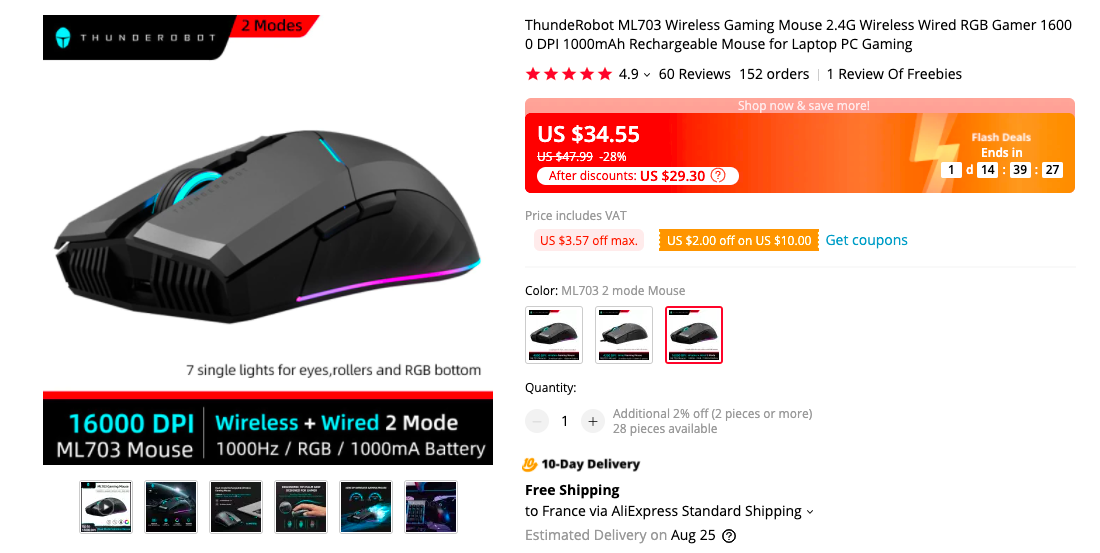  ThundeRobot ML703 Wireless Gaming Mouse