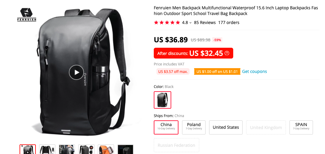  Fenruien Casual Fashion Backpack