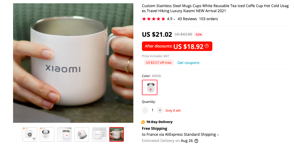 Xiaomi Custom Stainless Steel Mug