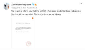 Mi Mix 4 virtual SIM anti-lost feature disabled