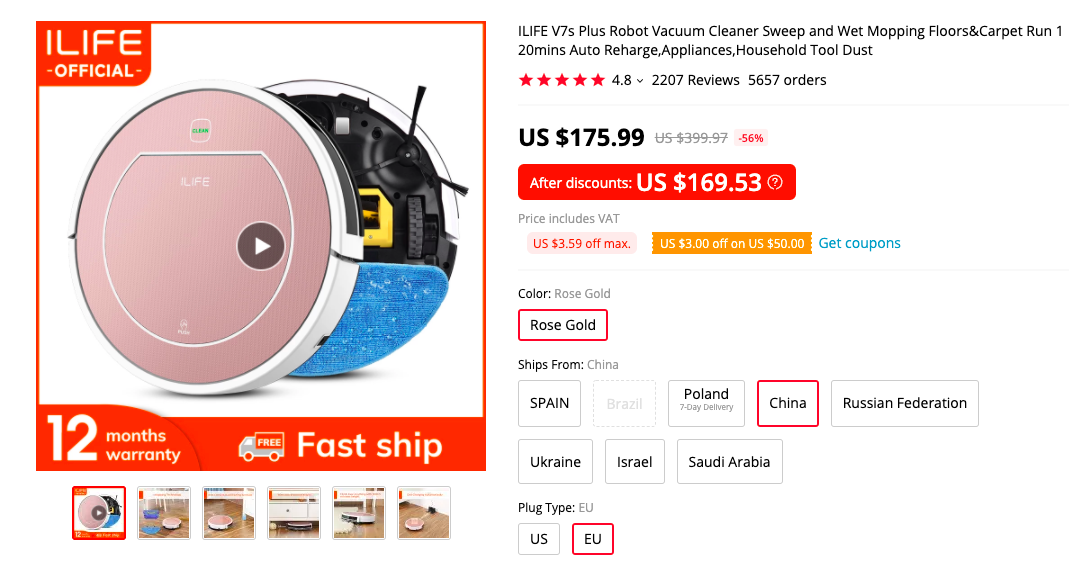 ILife V7s Plus Robot Vacuum Cleaner