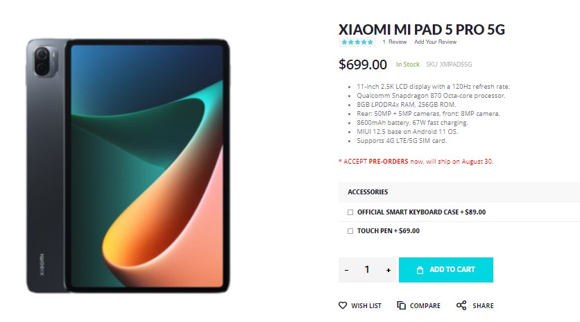 Get 5 Discount While Buying Xiaomi Mi Pad 5 Pro From Giztop Coupon Inside Gizmochina