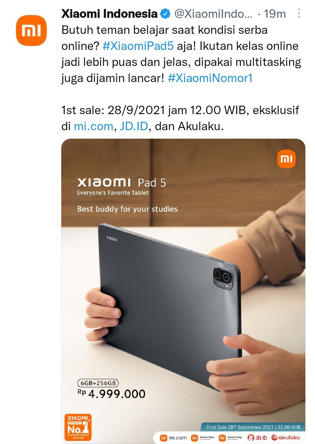 Xiaomi Pad 5 6GB+256GB variant launched in Indonesia for Rp