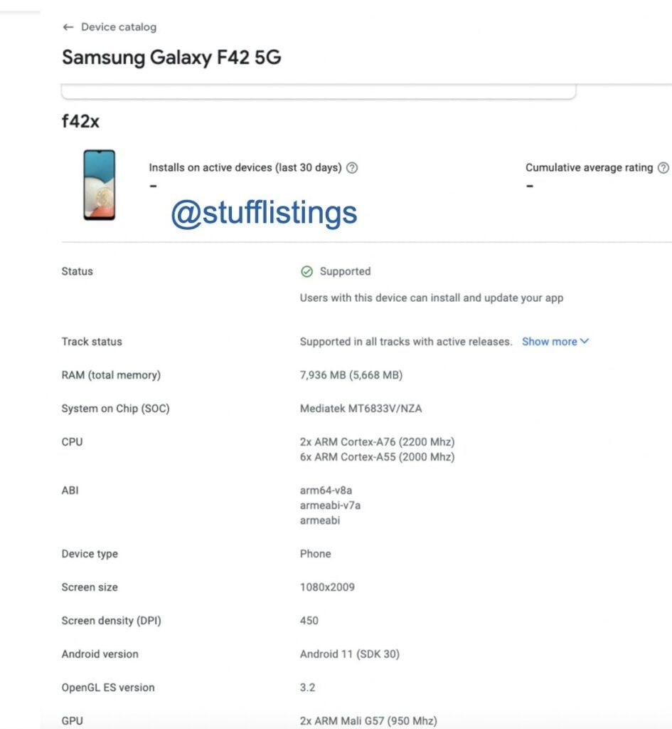 Samsung Galaxy F42 5G appears on Google Play Console ahead of September 29 launch 
