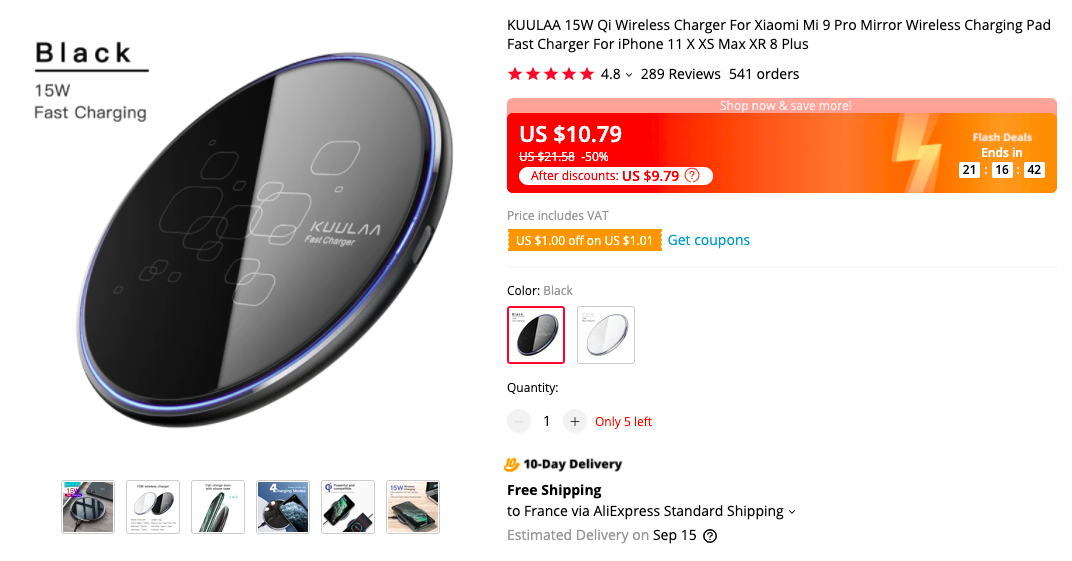 KUULAA 15W Qi Wireless Charger