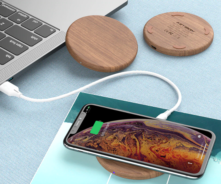 KEYSION 10W Wooden Fast Wireless Charger 