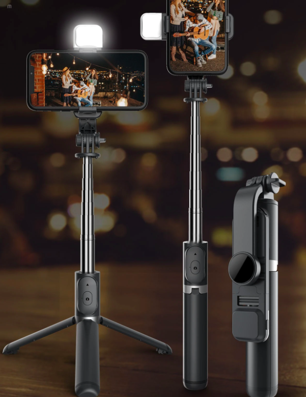 FANGTUOSI Bluetooth Selfie Stick cum Tripod with Fill Light