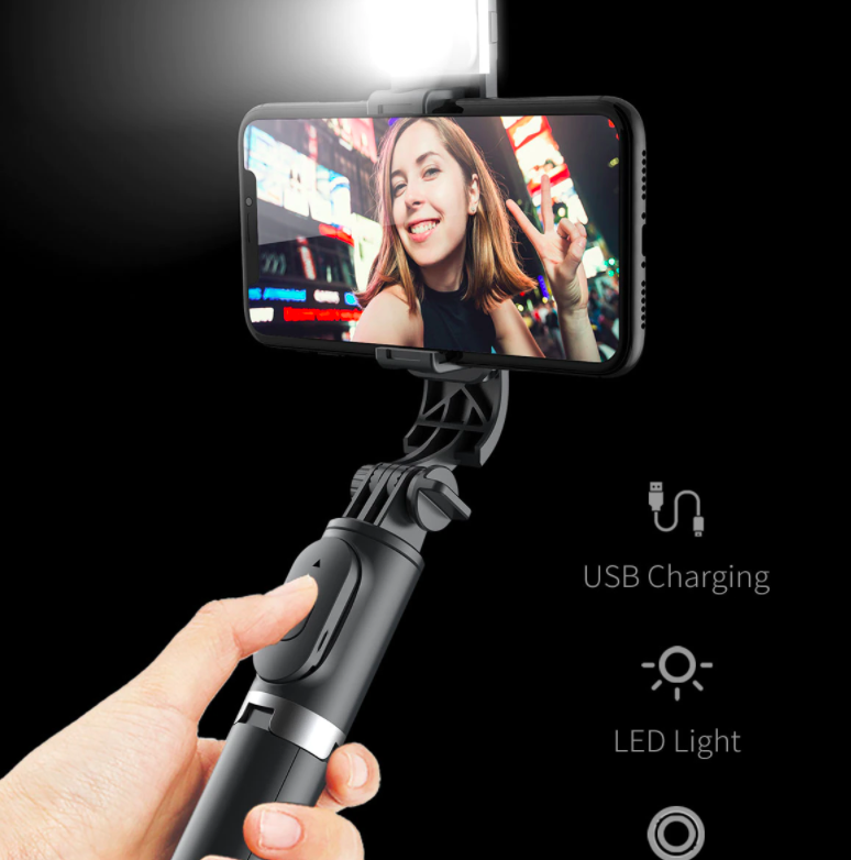 FANGTUOSI Bluetooth Selfie Stick cum Tripod with Fill Light
