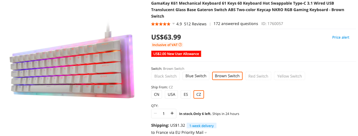 GamaKay K61 mechanical keyboard