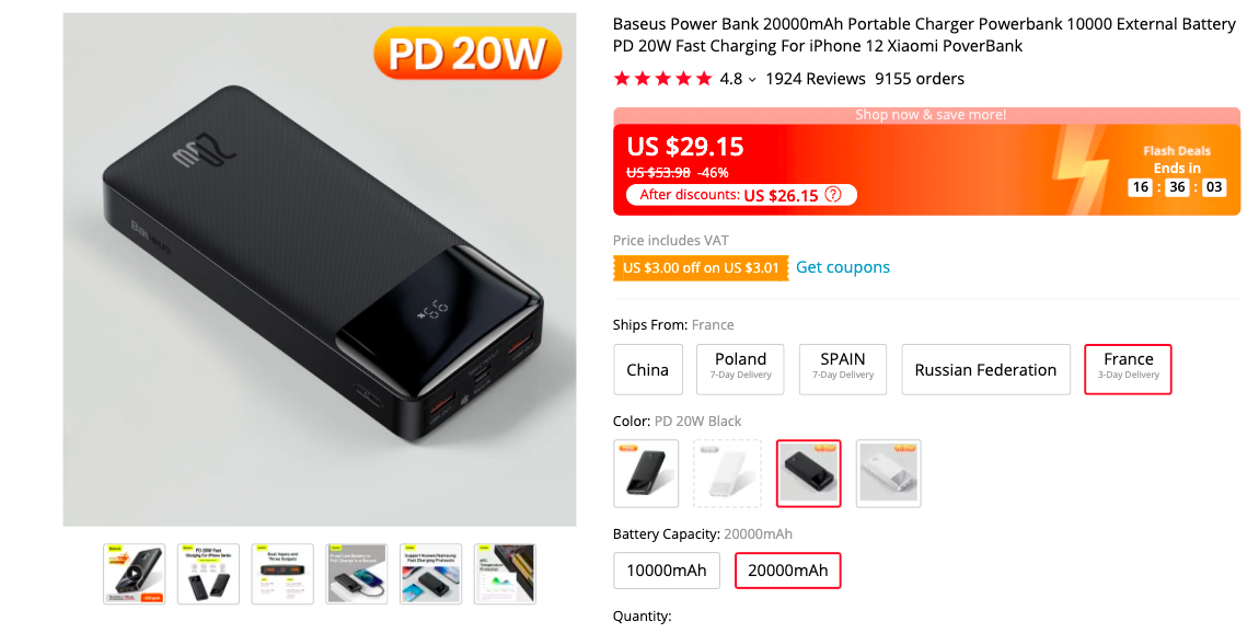 Baseus 20000mAh Power Bank