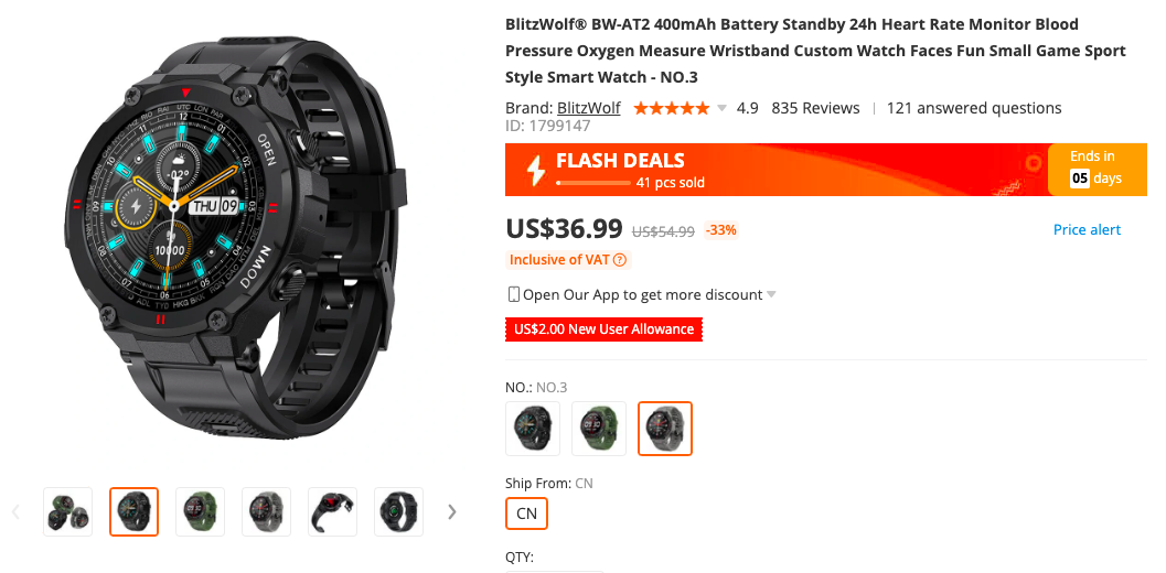 BlitzWolf BW-AT2 Sports Smartwatch