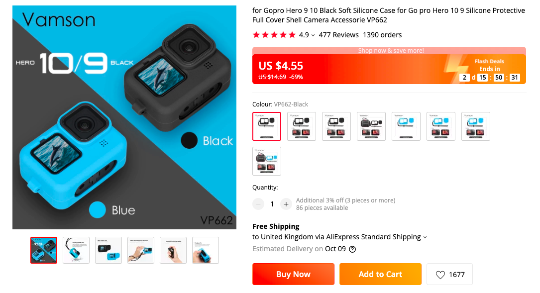 Vamson Silicone Case for GoPro Hero 9/10