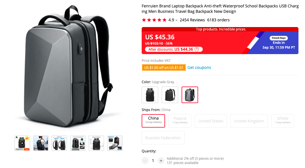 $80 backpack