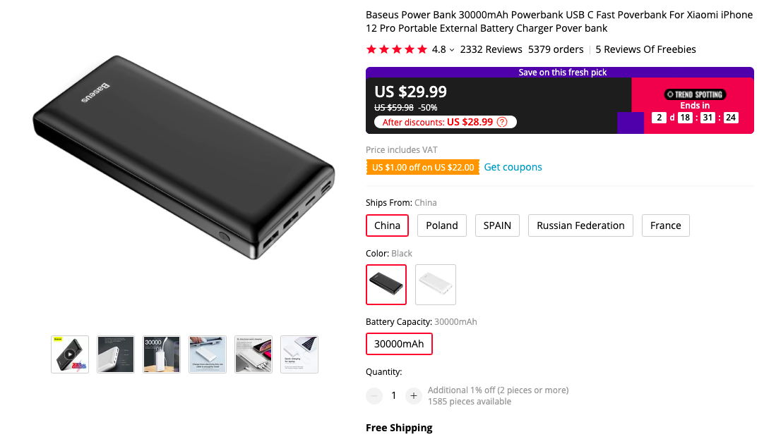 Baseus 30000mAh Power Bank