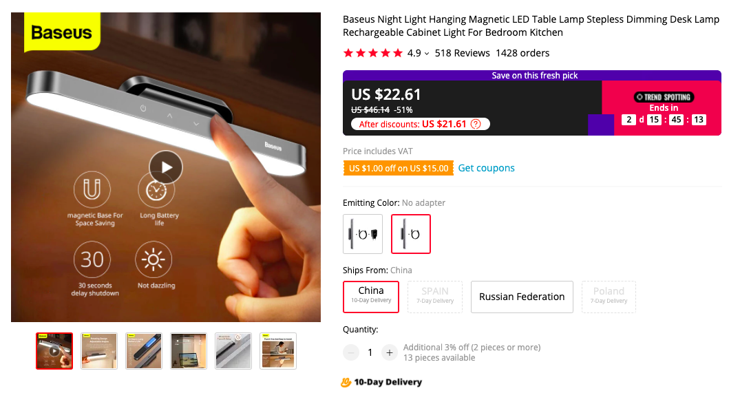 Baseus Magnetic Desk Lamp