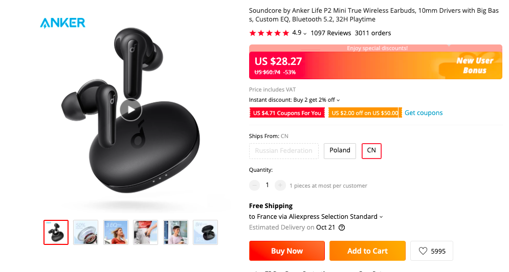 Soundcore By Anker Life P2 Mini Earbuds