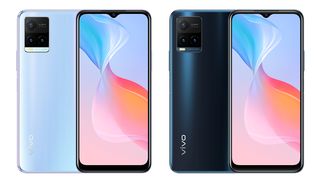 Vivo Y21s in Pearl White and Midnight Blue colors