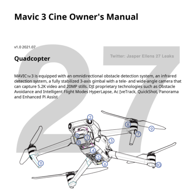 Mavic owner's manual leak revealing key details, tipped launch November 15 -