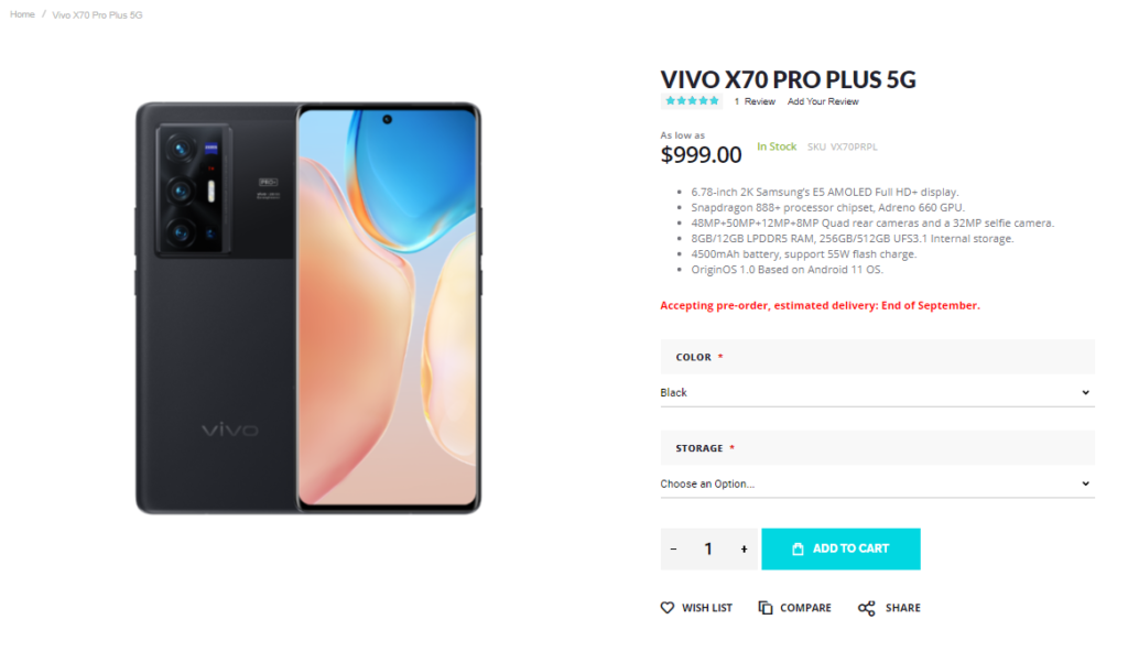 Vivo X70 Pro+ with exceptional camera now available on Giztop