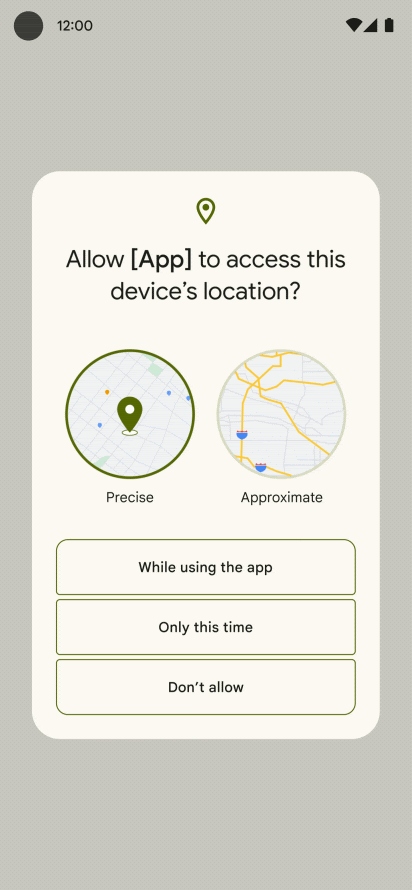 Android 12 location data