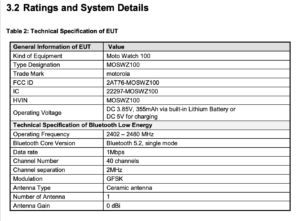 Moto Watch 100 FCC A