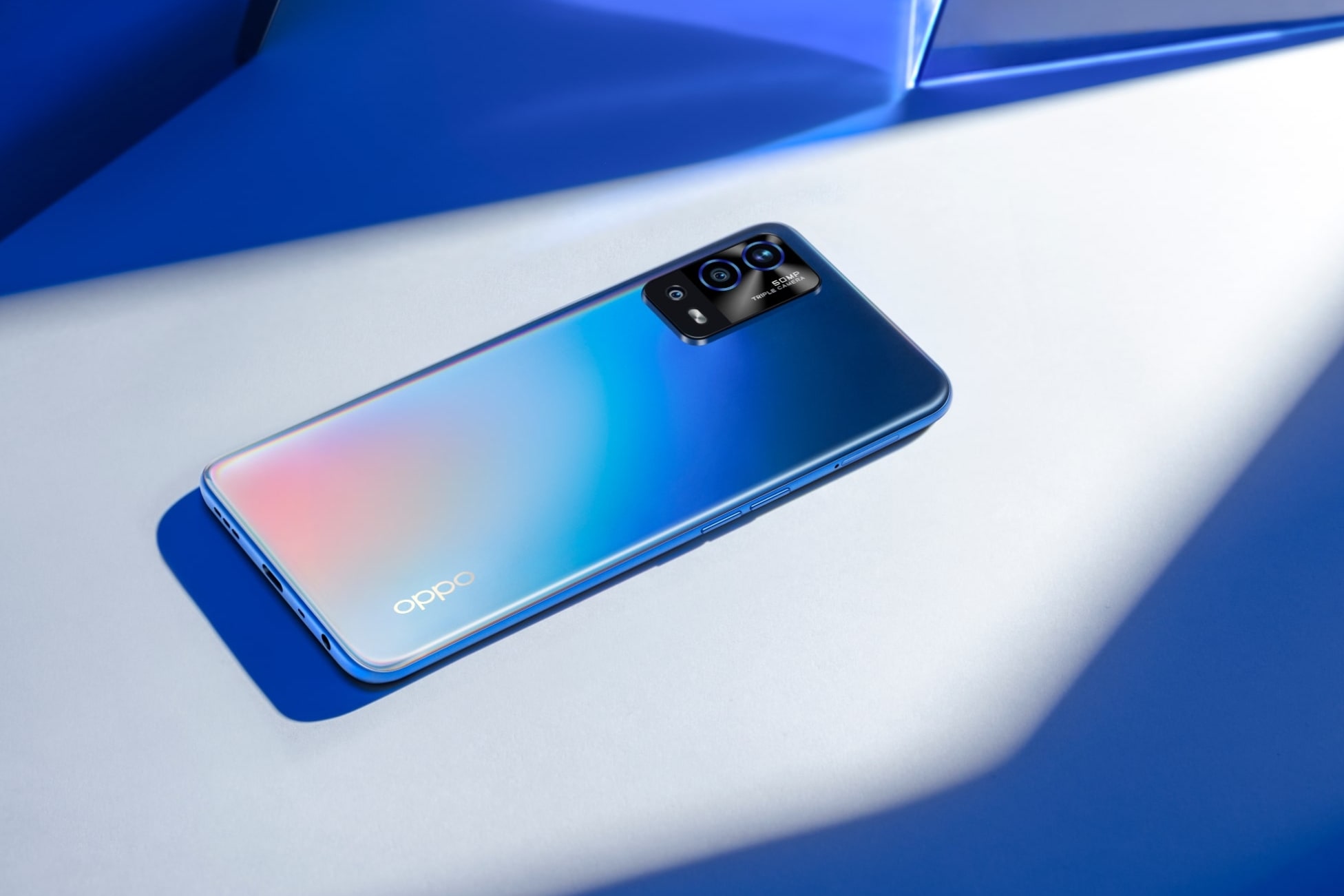 OPPO A55 Rainbow Blue Featured