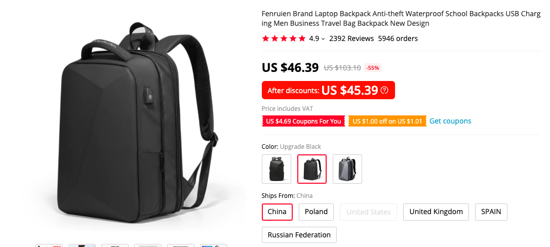 Fenruien Hardshell Anti-theft Backpack 