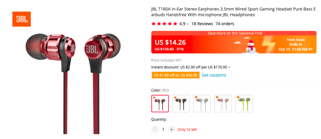 Deal: Get JBL T180A In-Ear Earphone for $14 (Retail Price $25) - Gizmochina
