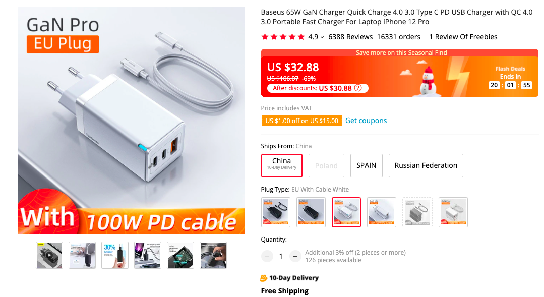 Baseus 65W GaN Pro Charger