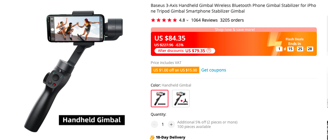 Baseus Control Hand Held 3 Axis Gimbal