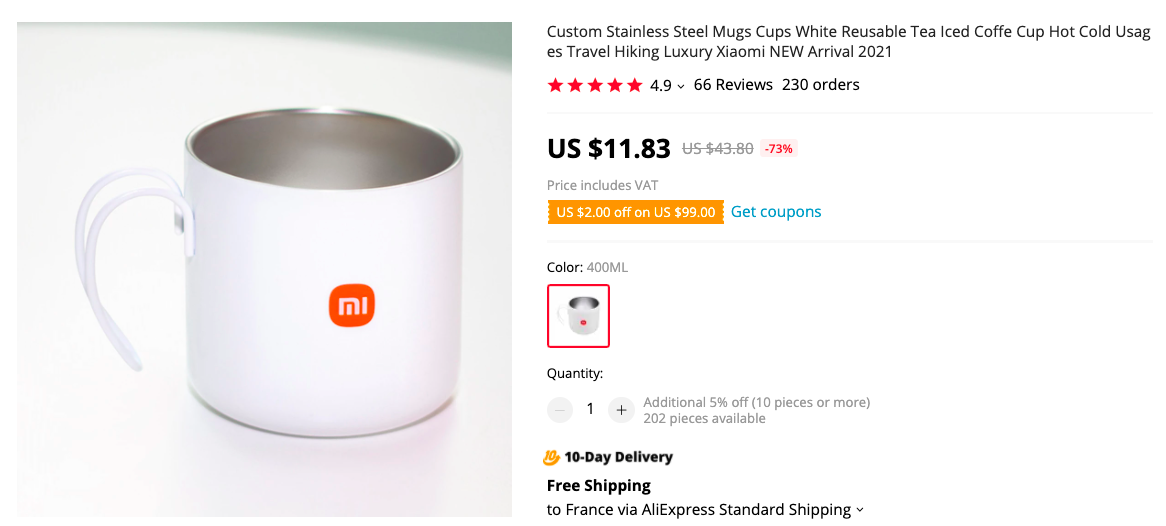 Xiaomi Custom Stainless Steel Mug