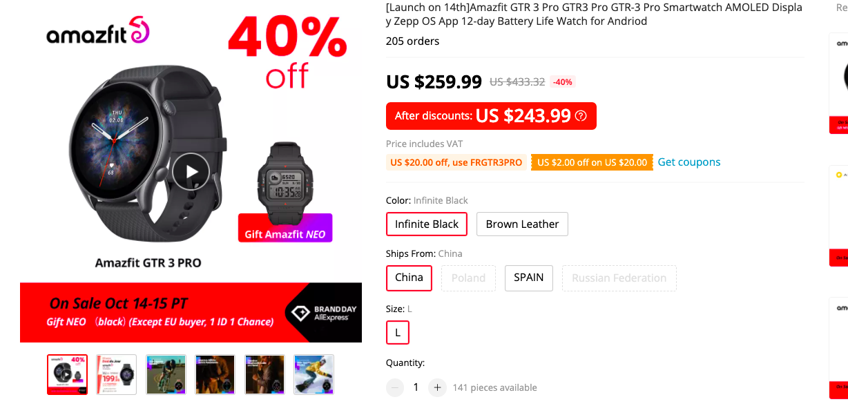 Amazfit GTR 3 Pro Smartwatch