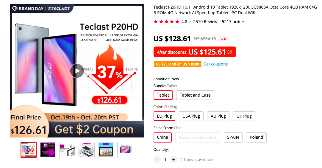 Teclast P20HD Tablet