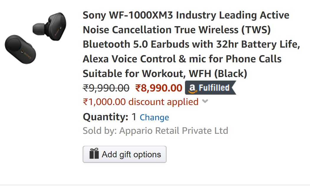 Sony WF-1000XM3 Earbuds