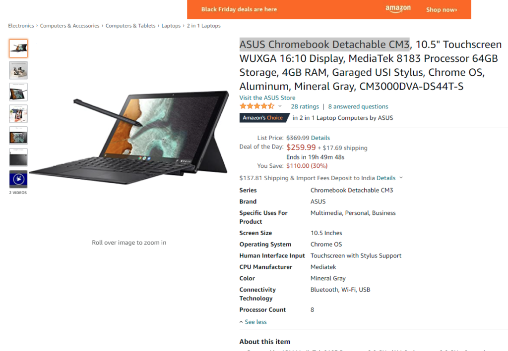 Asus chromebook detachable