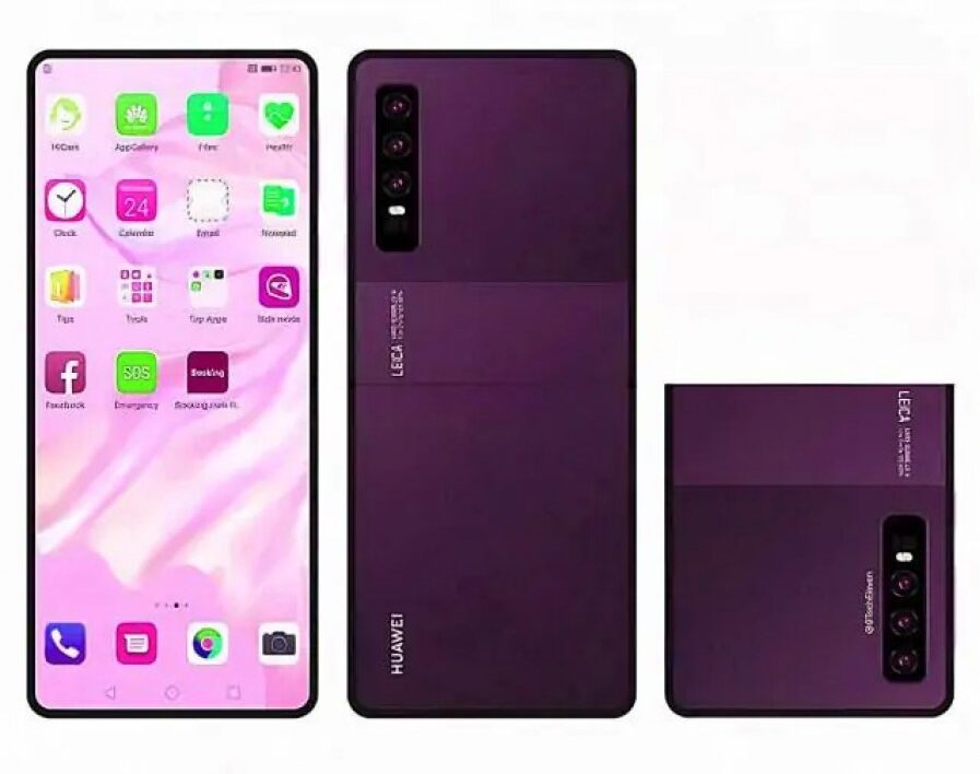 Huawei Clamshell Foldable Smartphone Render