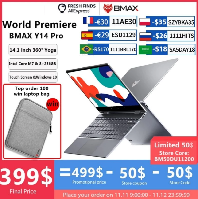 BMAX Y14 Pro 2-in-1 360° Convertible Laptop