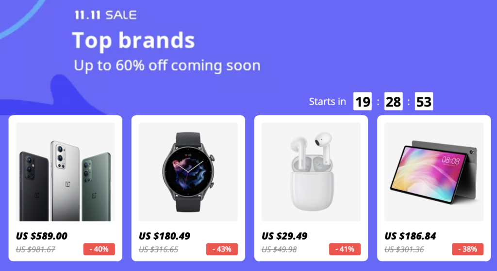 Aliexpress 11.11 sale 2021