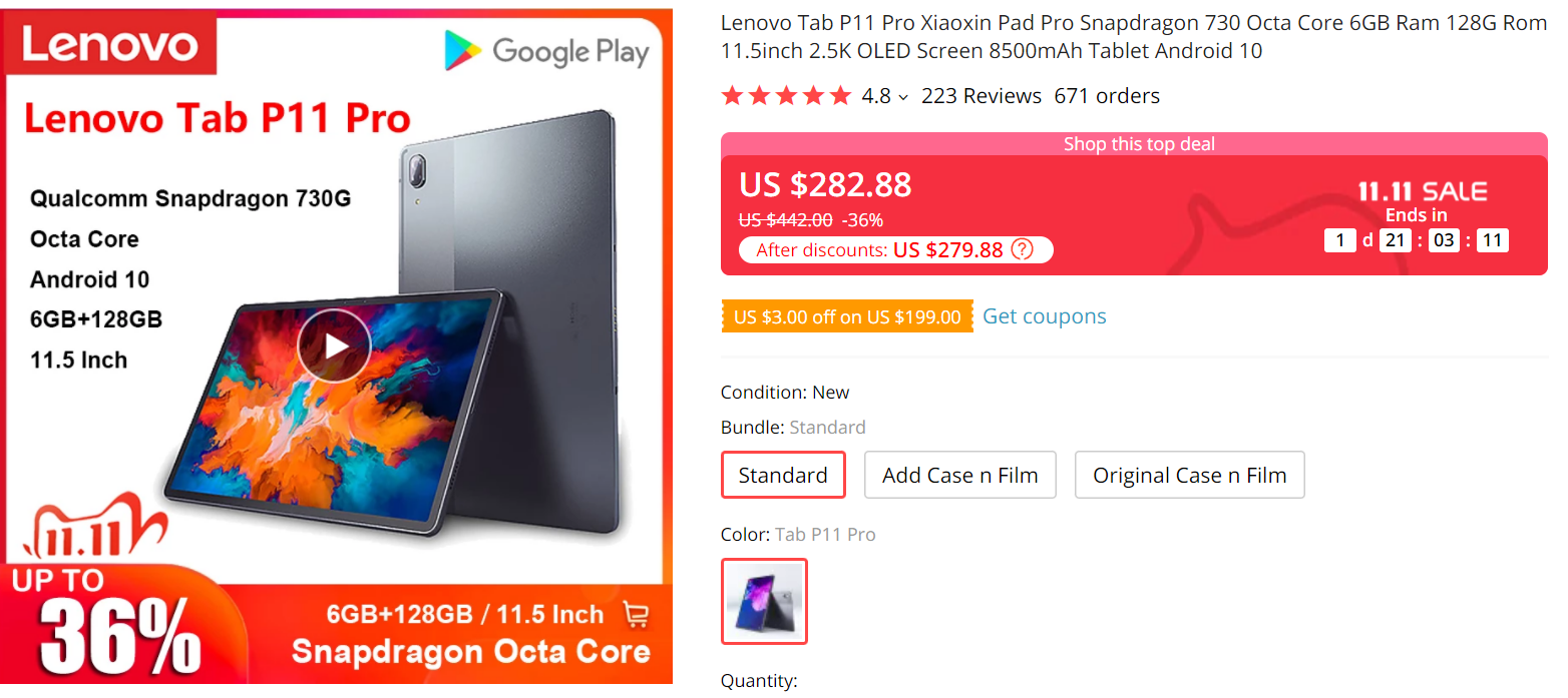 Deal: Lenovo XiaoXin Pad Pro (Tab P11 Pro Global Version) is 