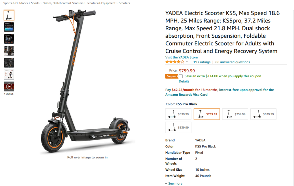 Yadea KS5 Pro amazon