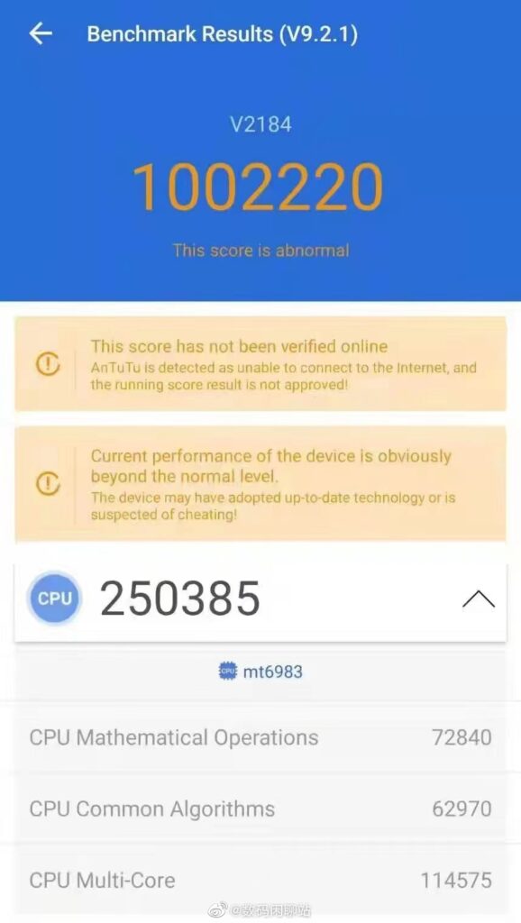 vivo mediatek dimensity 2000 antutu score