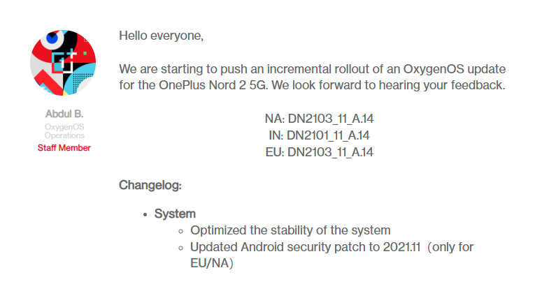 OnePlus Nord 2 December update