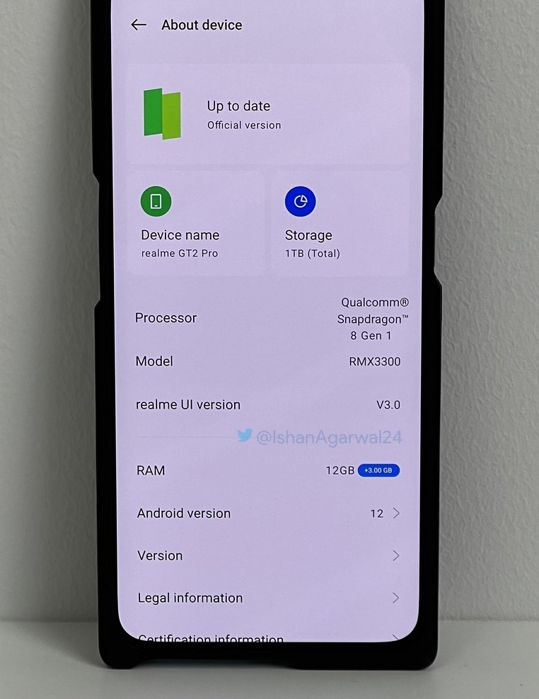 Realme GT 2 Pro live shot reveals 1TB storage option - Gizmochina