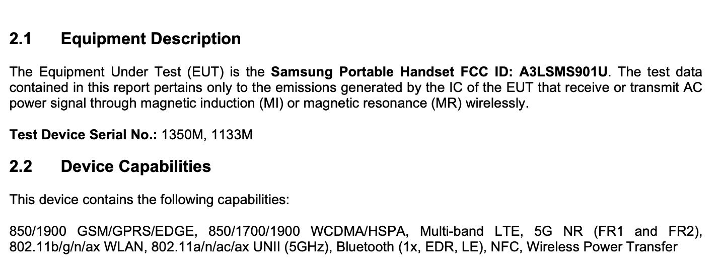 Samsung Galaxy S22 FCC