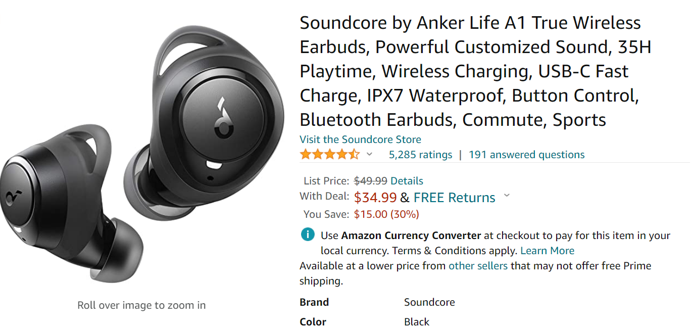 Soundcore by Anker Life A1 TWS Earbuds 