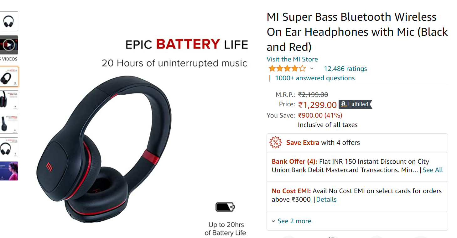 Mi SuperBass wireless headphones